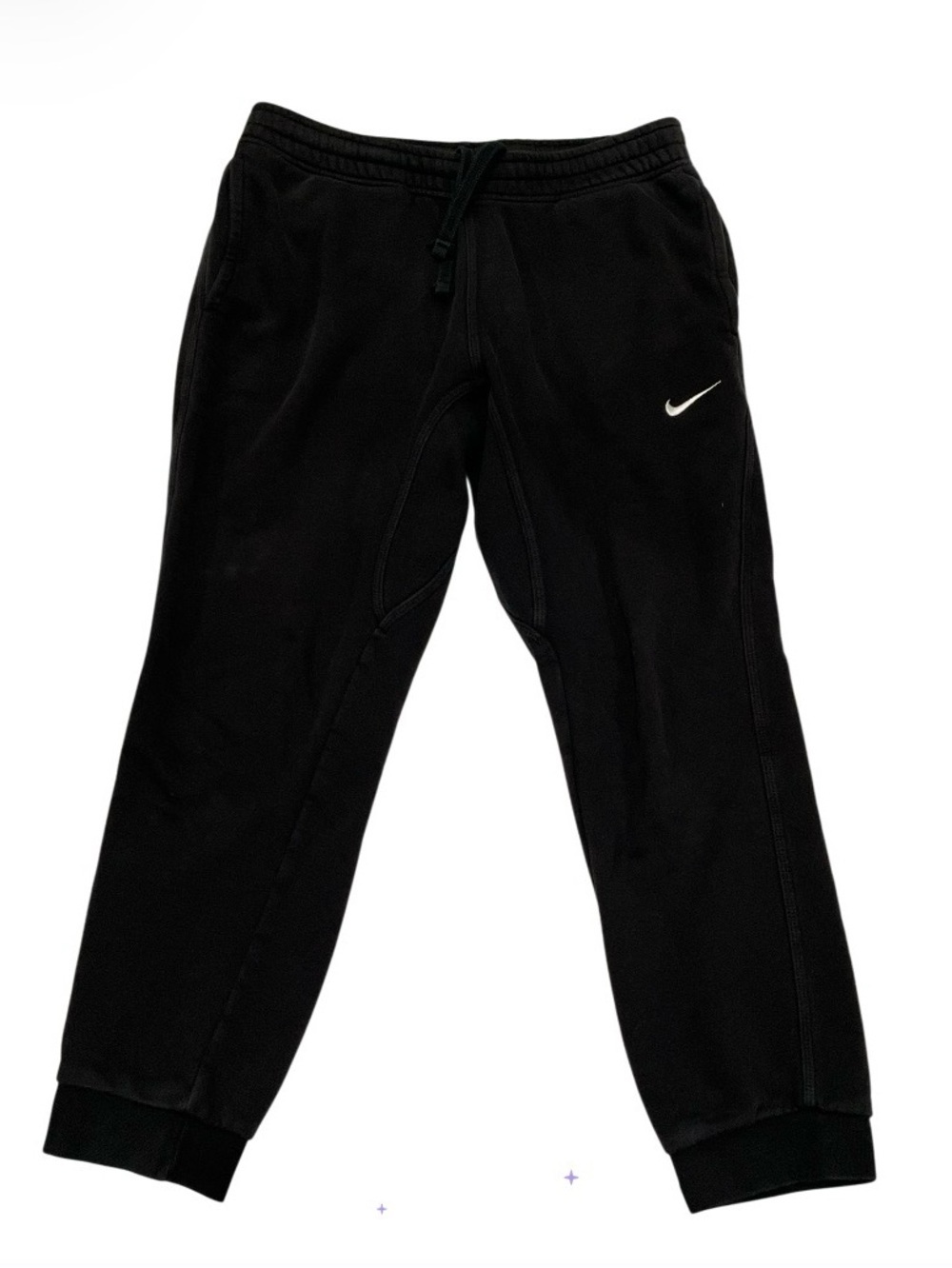 Nike Men's Black Fleece Club Joggers with Swoosh Size L - Picture 4 of 8